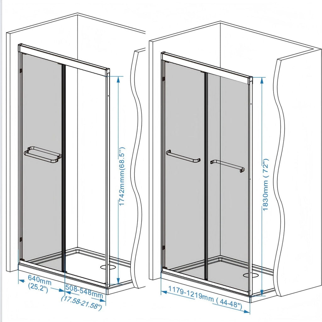 Double Sliding Shower Door With Explosion Proof Film