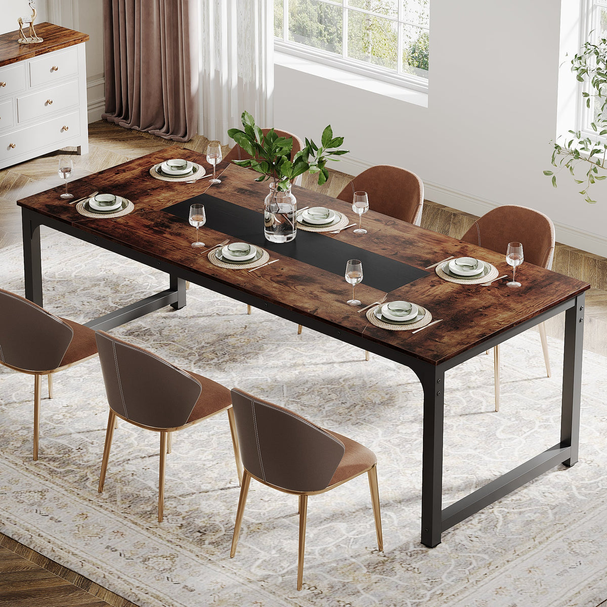 71" Industrial Dining Table for 6-8 People - Rustic