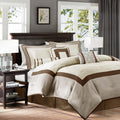 Taupe/Brown King 7 Piece Comforter Set with Elegant Polyester Construction