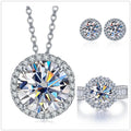 Statement Halo Moissanite Necklace, Earrings & Ring Set