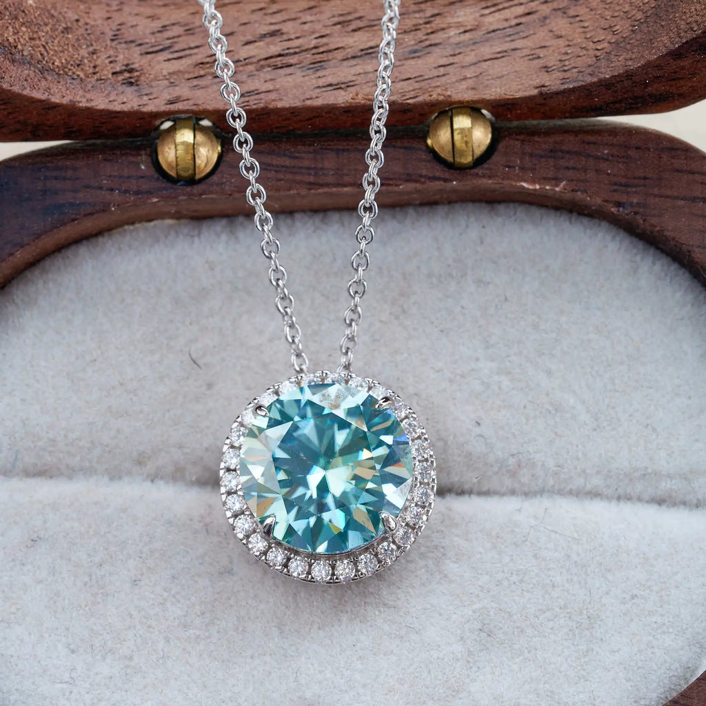 Statement Halo Moissanite Necklace, Earrings & Ring Set