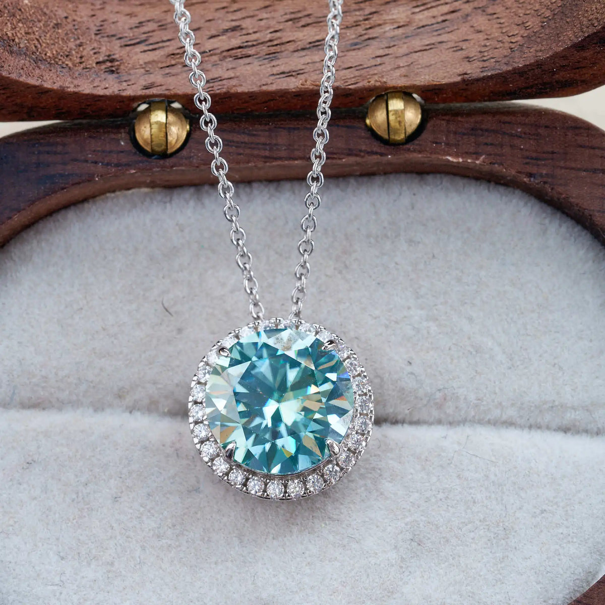 Statement Halo Moissanite Necklace, Earrings & Ring Set