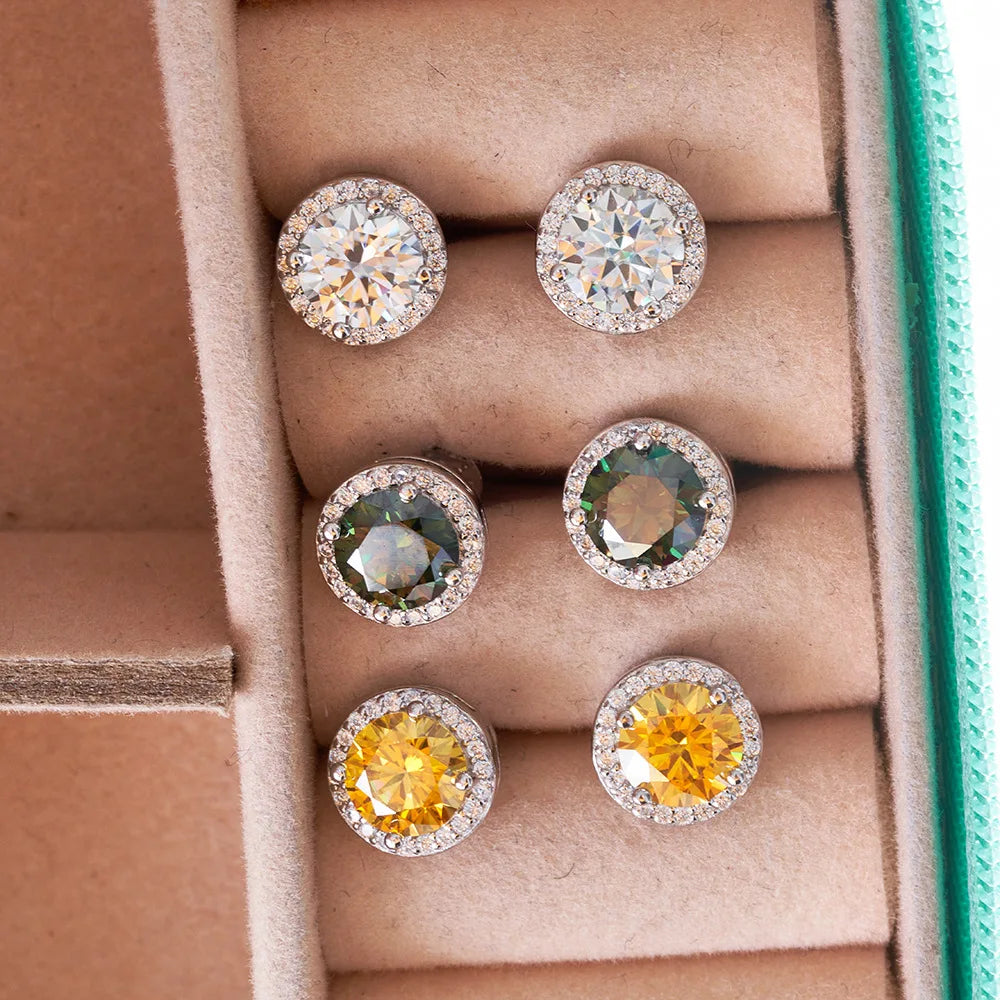 Statement Halo Moissanite Necklace, Earrings & Ring Set