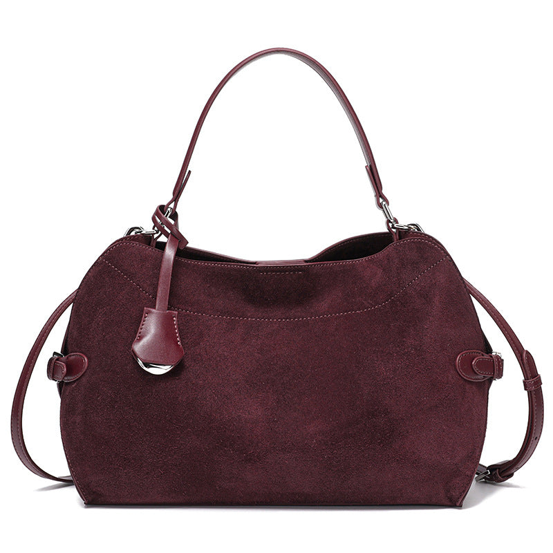 Genuine Deer Suede Brushed Leather Crossbody Bag Versatile