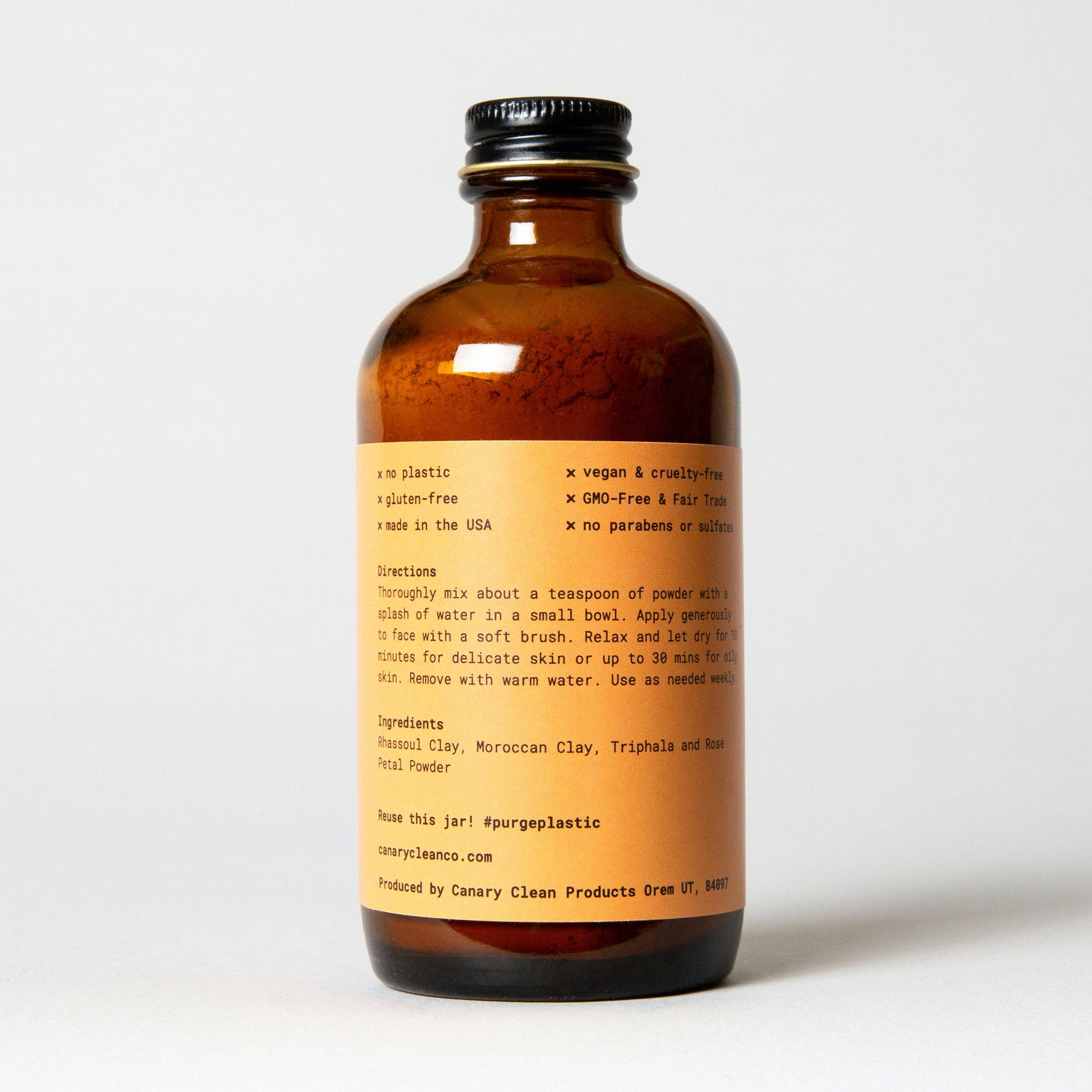 Canary Clean Products - Rhassoul Clay + Rose Face Mask