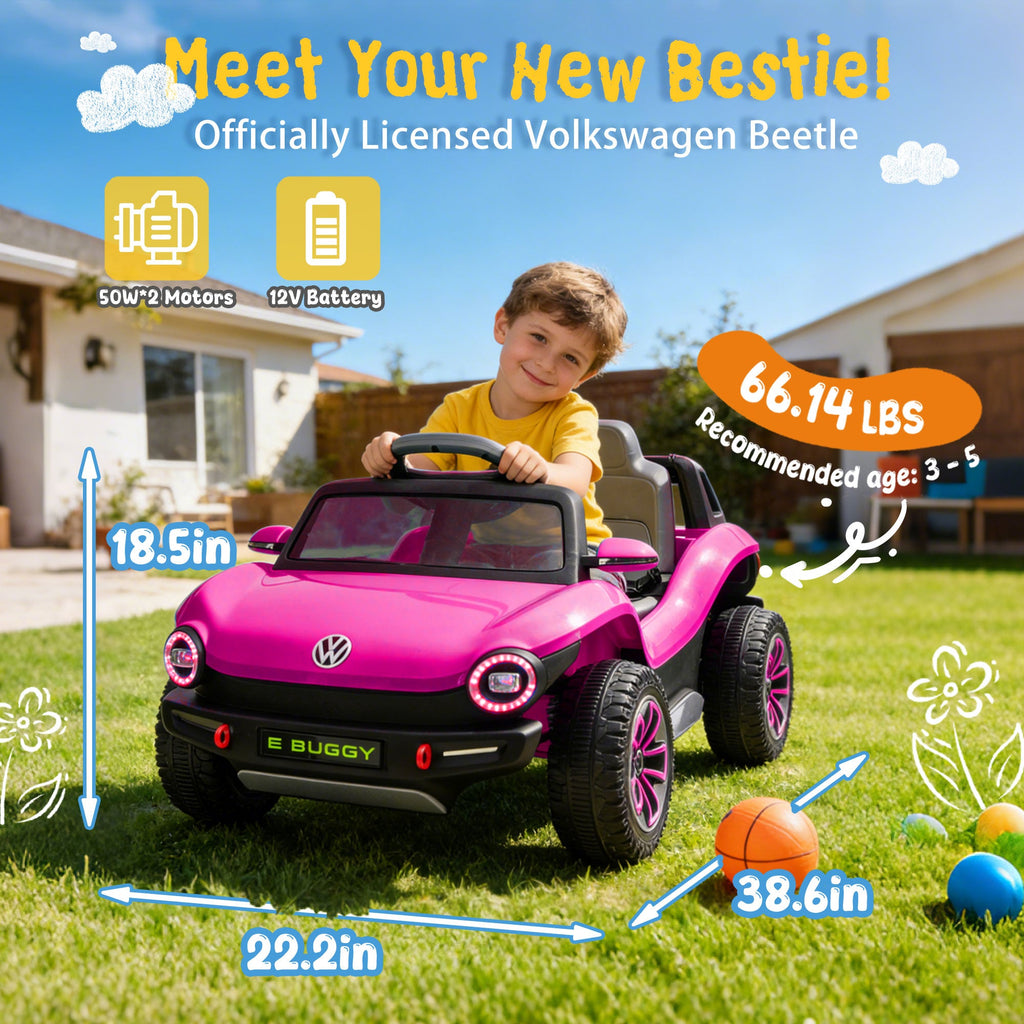 12V Licensed Volkswagen Beetle Kids Ride-On Electric Car