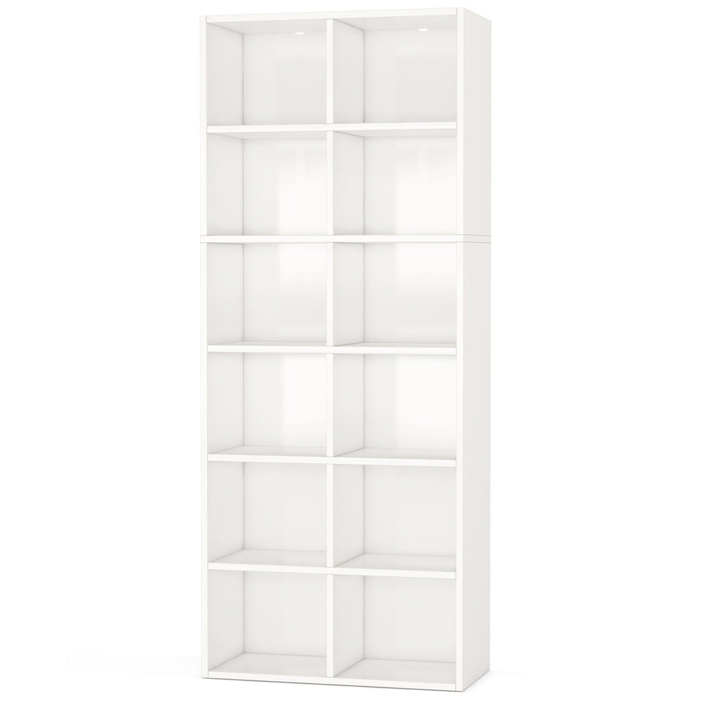 Narrow 12 Cube Bookcase with Closed Back - White