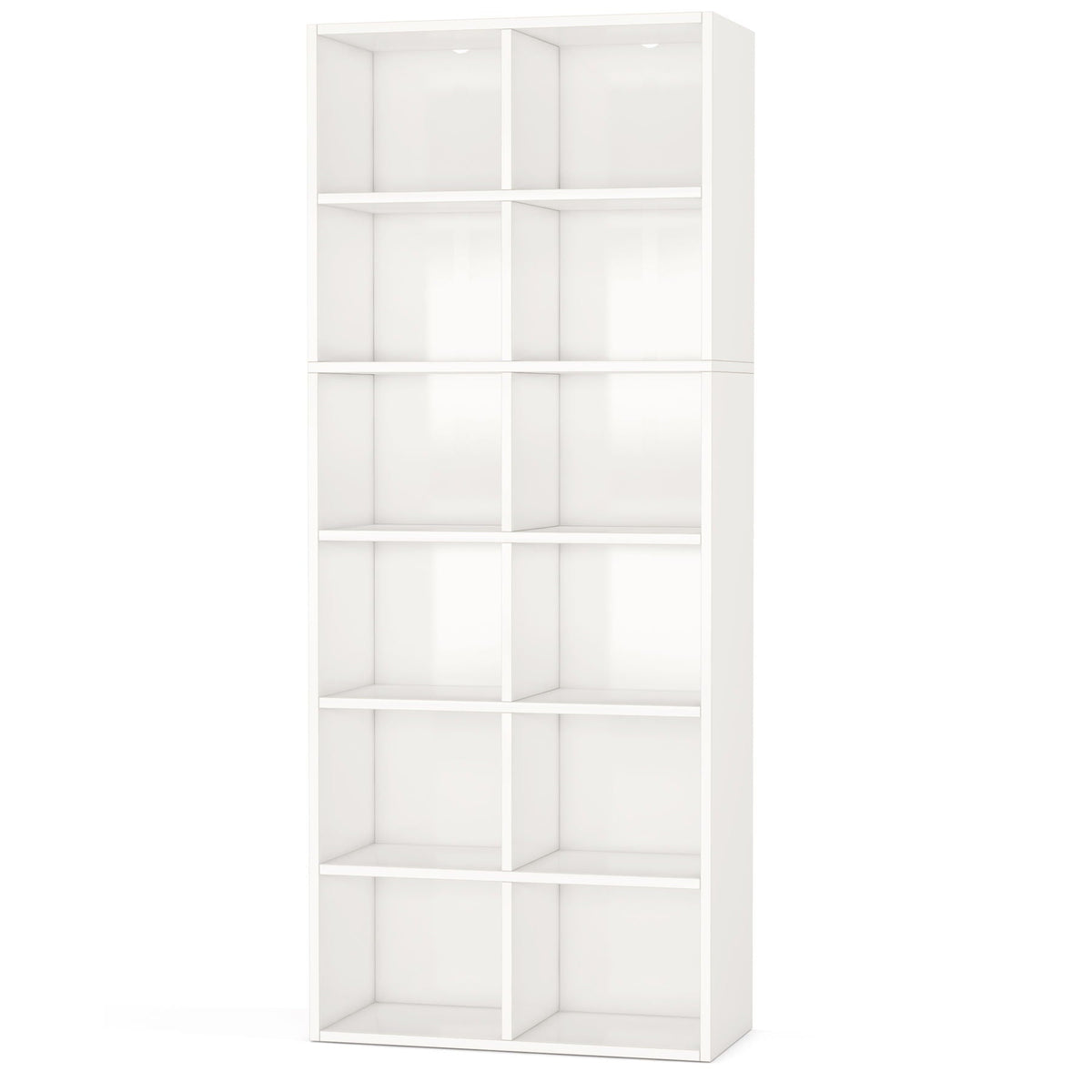 Narrow 12 Cube Bookcase with Closed Back - White