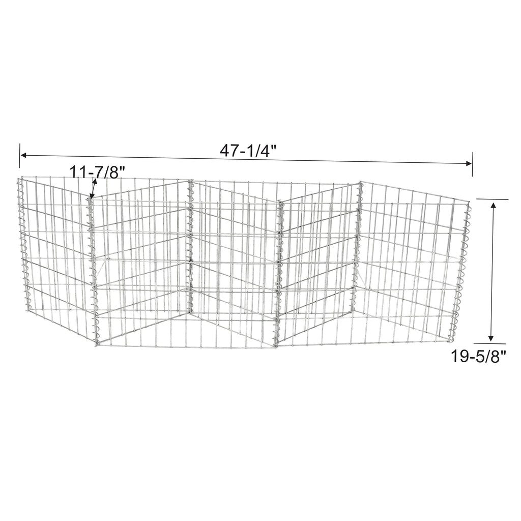 Galvanized Steel Gabion Basket with 3 Compartments - Silver