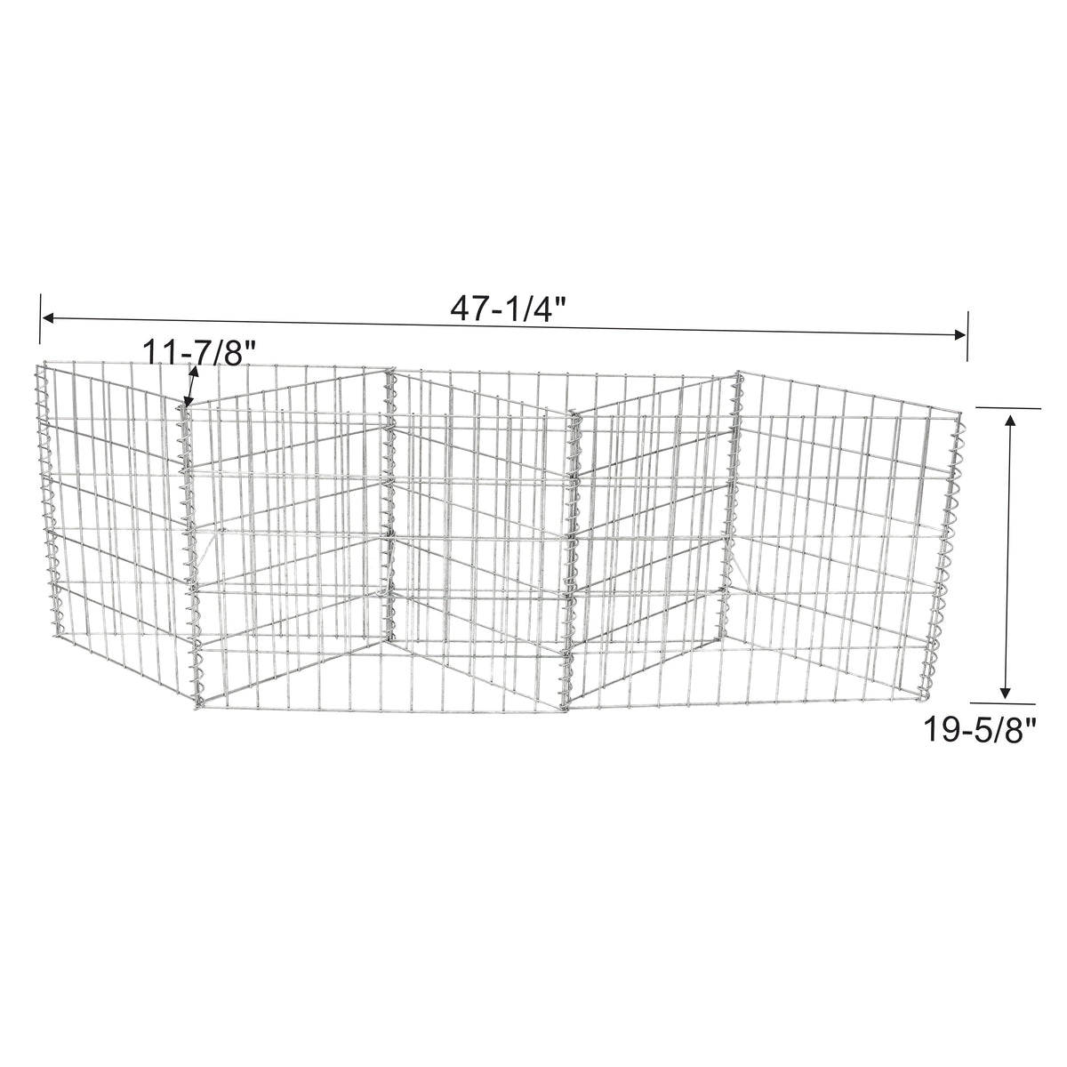 Galvanized Steel Gabion Basket with 3 Compartments - Silver