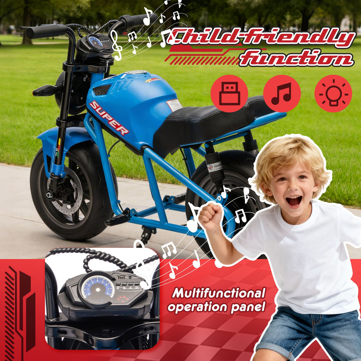 24V300W Kids Ride On XL Electric Toy Motorcycle