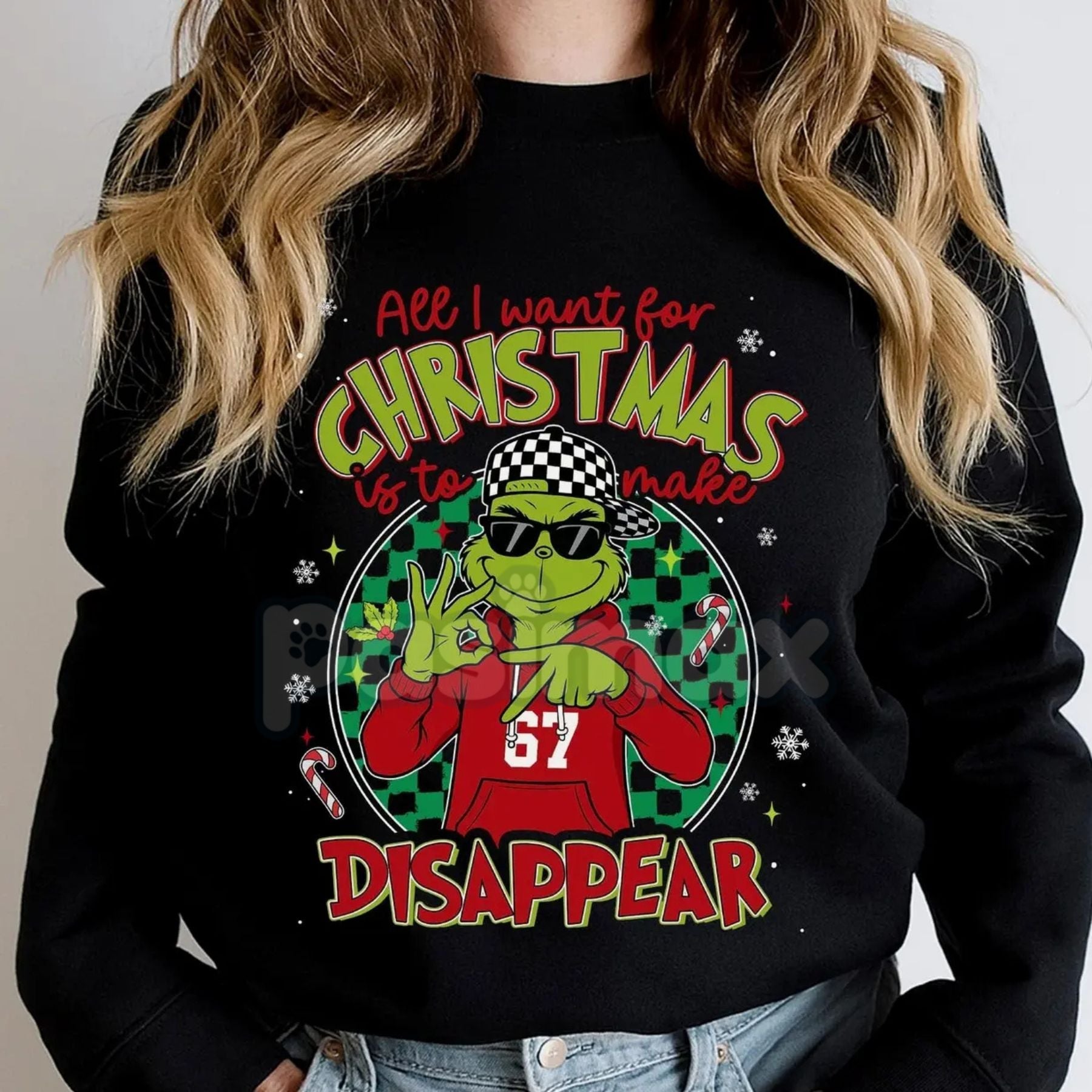 "All I Want For Christmas Is To Make 67 Disappear" Sweatshirt | Six Seven Meme Christmas Jumper | Viral TikTok Slang Holiday Gift