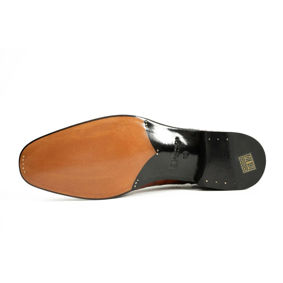 Orange-Brown Cap-Toe Oxford Shoes with Perforated Detail