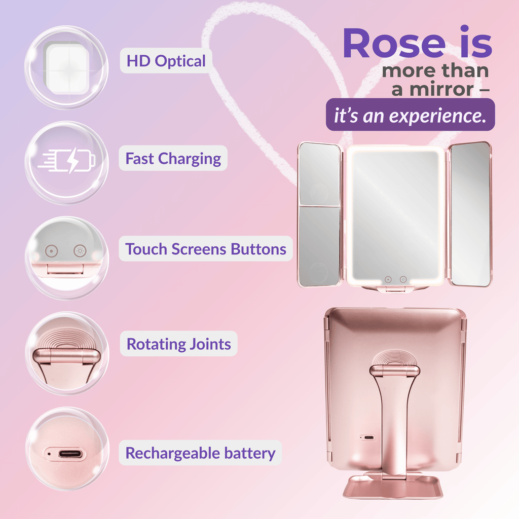 Rose InBella Compact & Travel Mirror with LED Light – Rechargeable