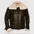 Army Green Men’s B3 Bomber Shearling Leather Jacket