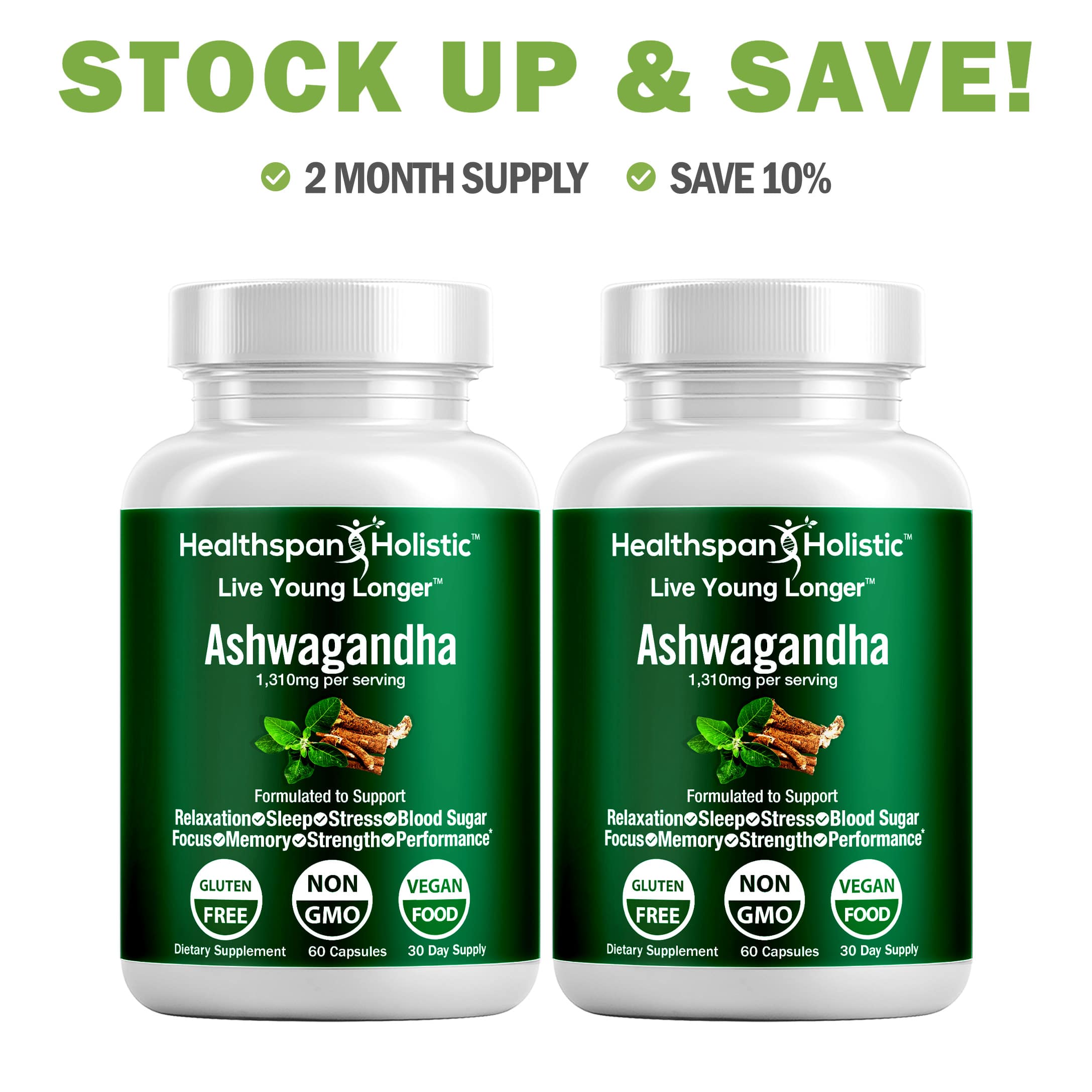 Organic Ashwagandha Adaptogen 60 Capsules