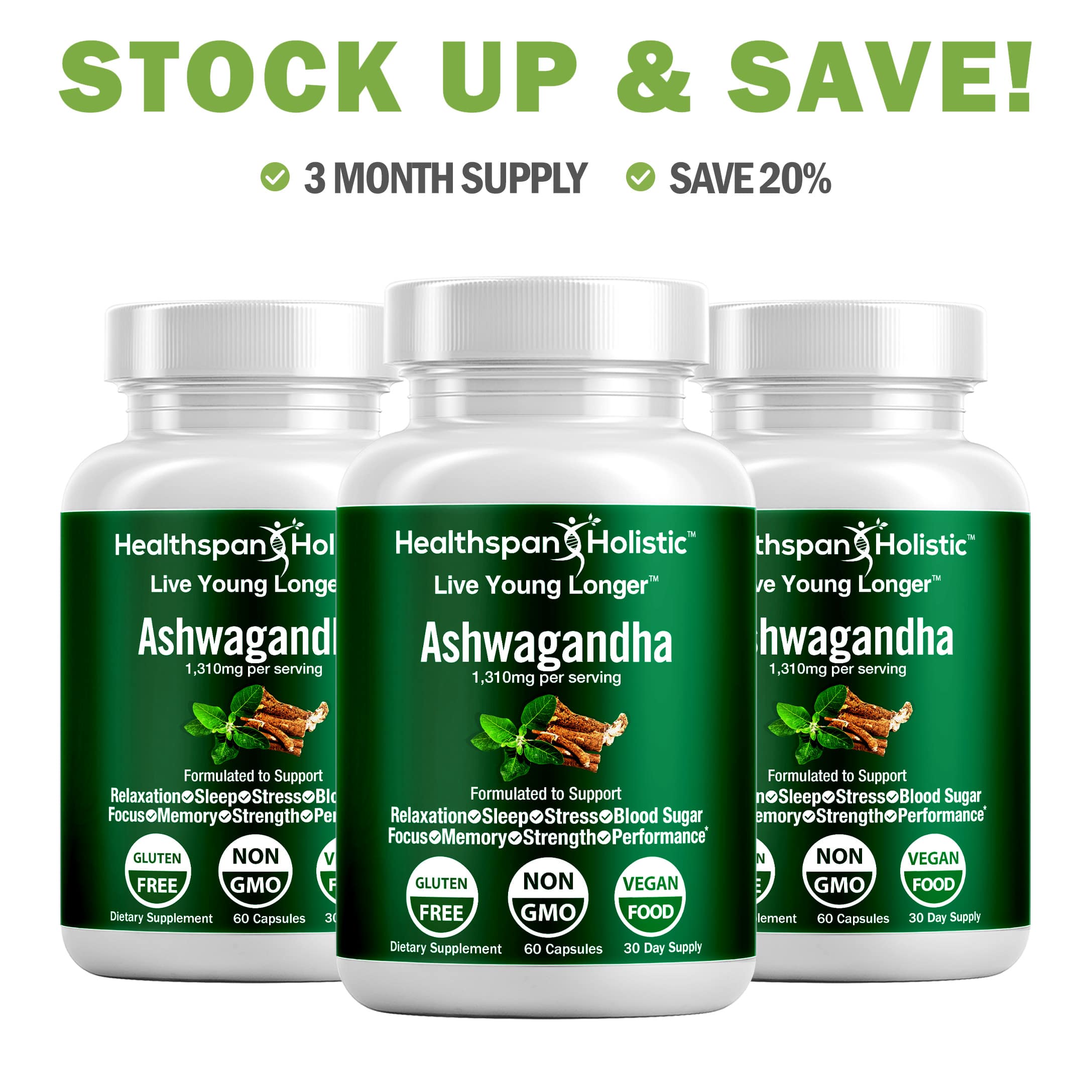 Organic Ashwagandha Adaptogen 60 Capsules