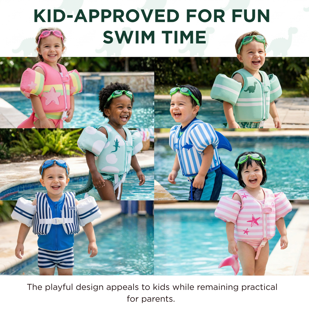 Floating Jackets with Sleeves for pool or Beach | 1-3 Years | Dinosaur
