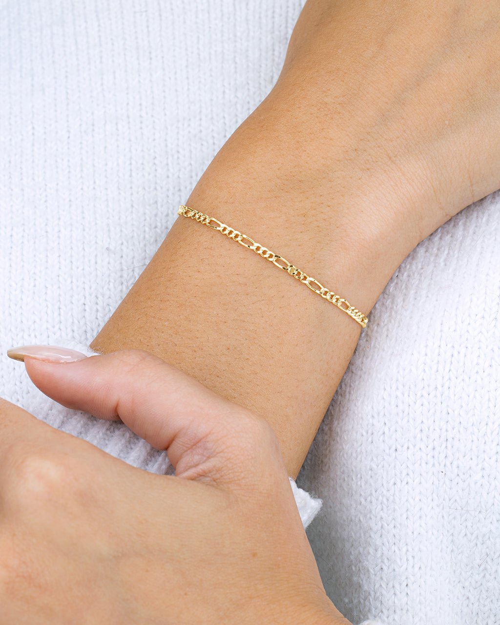 Sterling Silver Anne Dainty Figaro Chain Bracelet