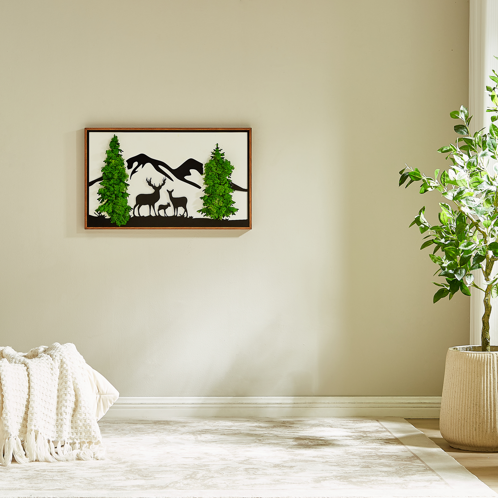 Deer Metal Art Moss Wall Decor