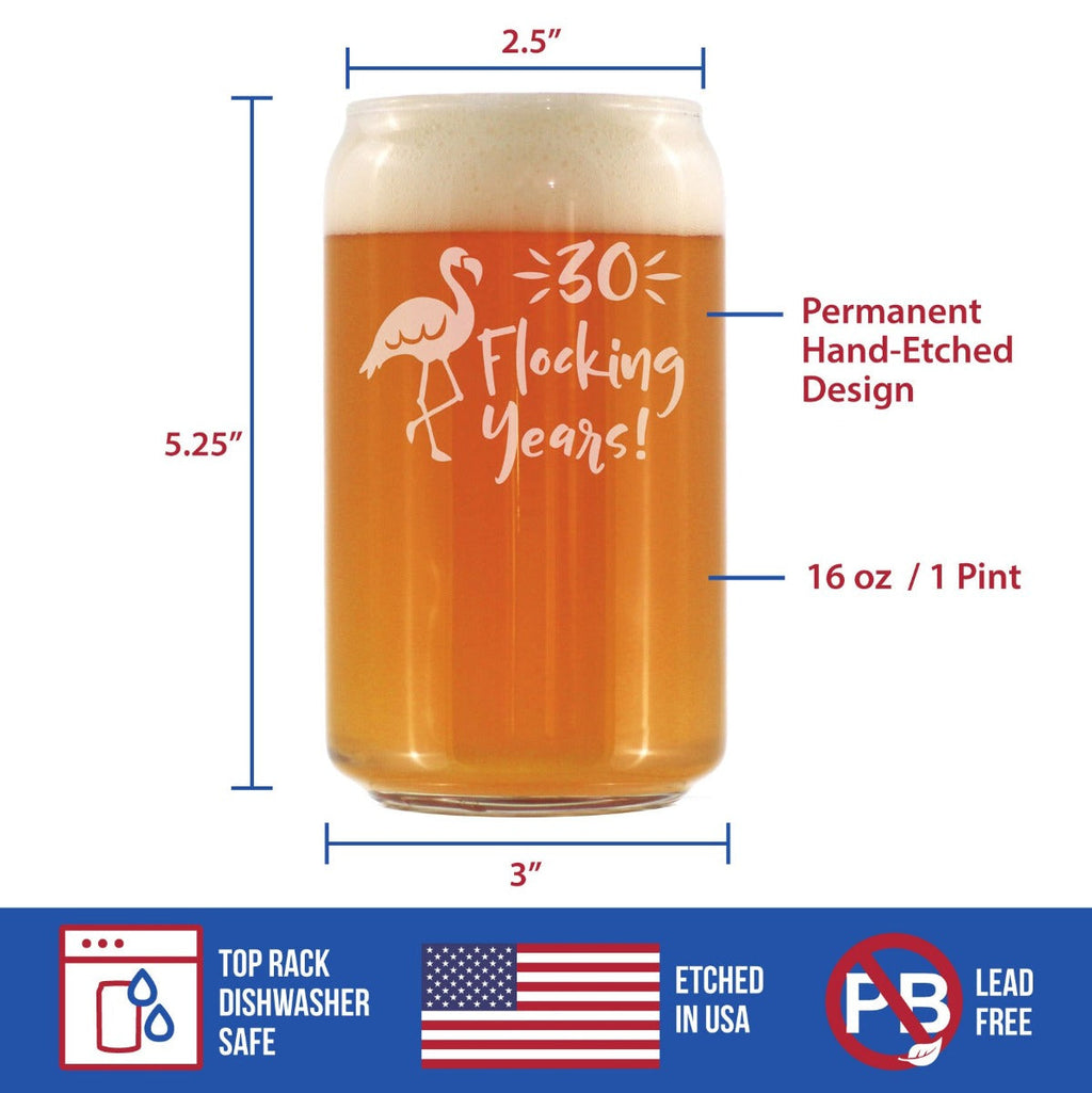 30 Flocking Years - 16 Ounce Beer Can Pint Glass