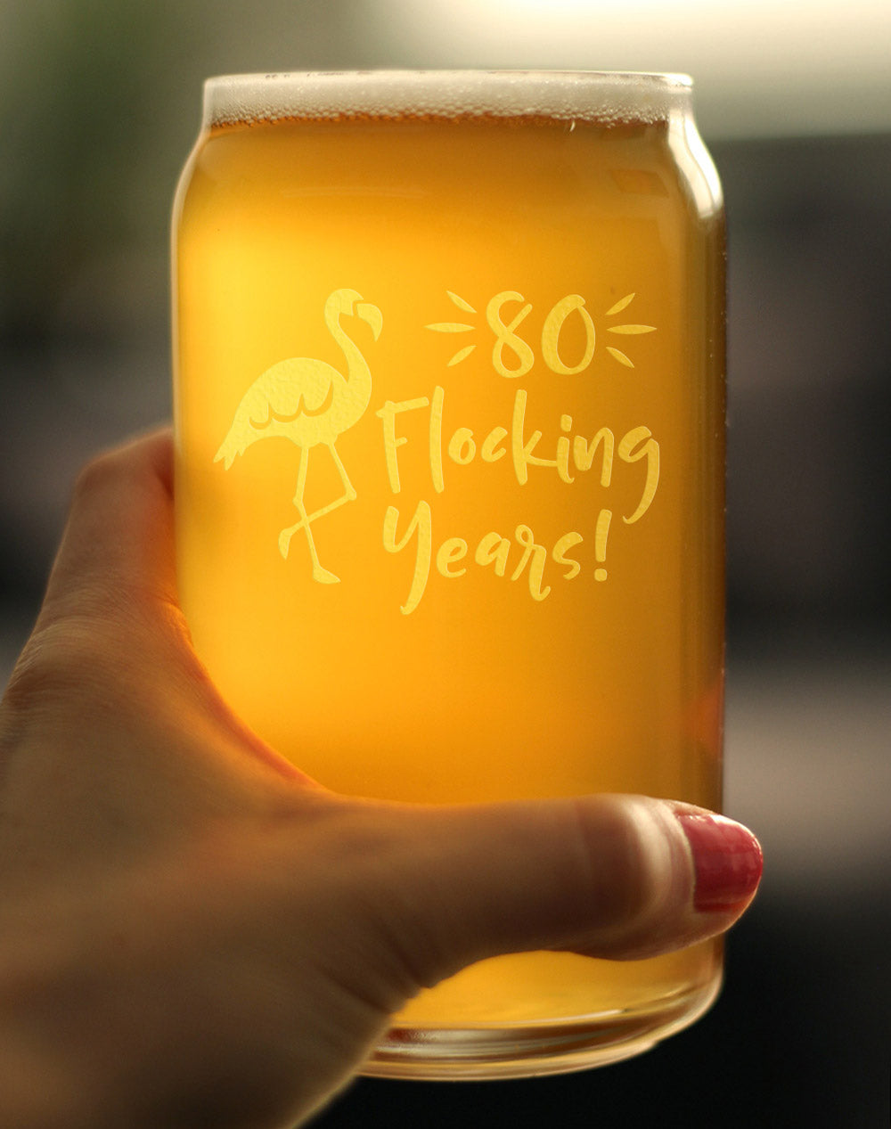 80 Flocking Years - 16 Ounce Beer Can Pint Glass