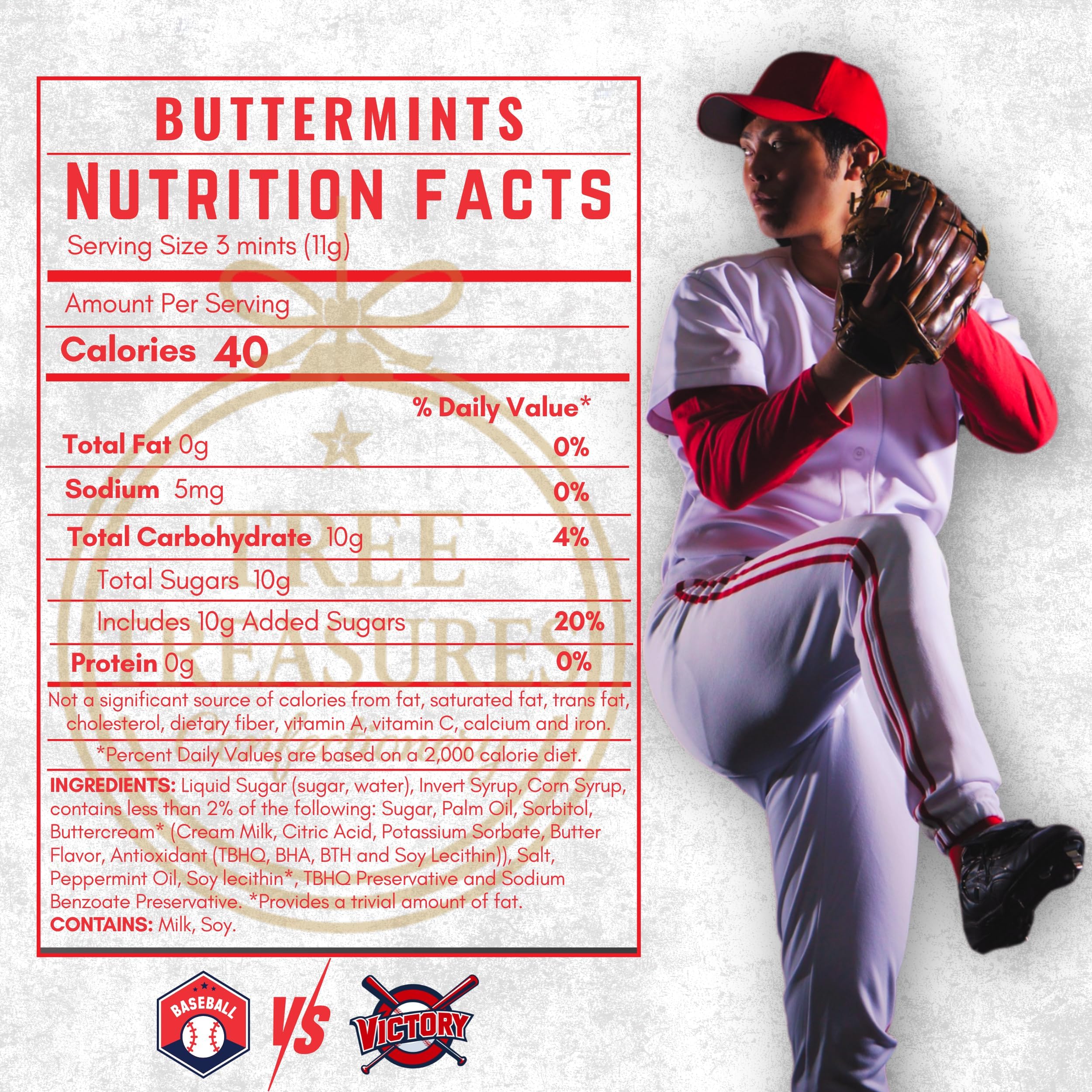 Baseball Butter Mints Individually Wrapped – Baseball Party Candy, Bulk Buttermints for Sports Birthday Parties, Team Banquets, Goodie Bags & Candy Buffets (110 or 220 Count)