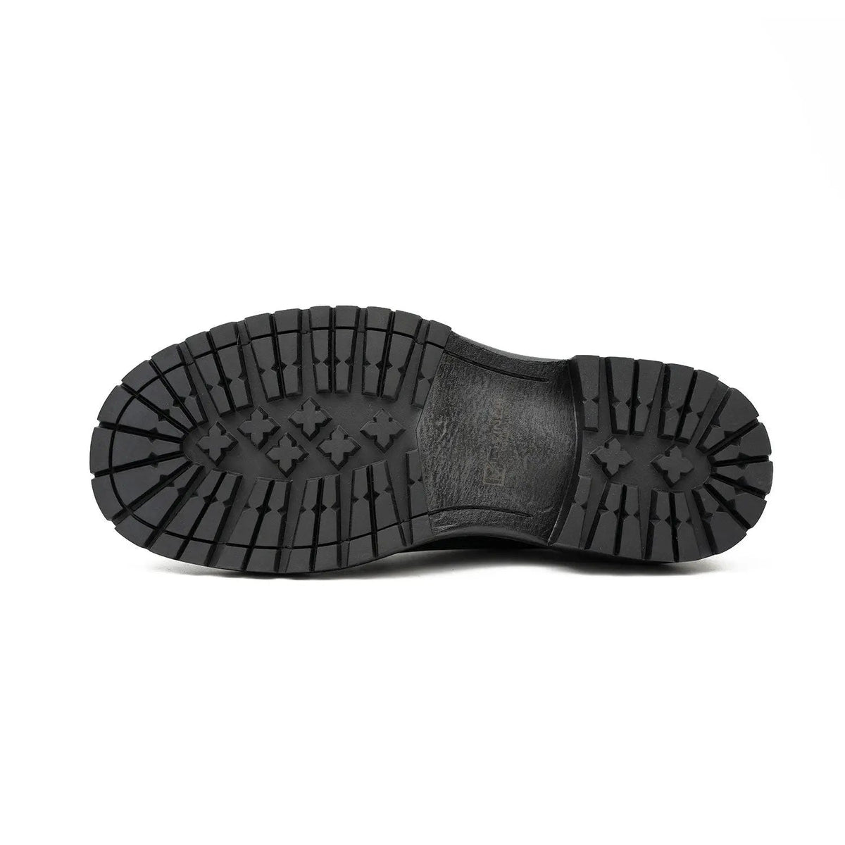 Black Cap-Toe Derby Shoes with Pull Tab