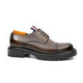Dark Brown Cap-Toe Derby Shoes with Metal Eyelets