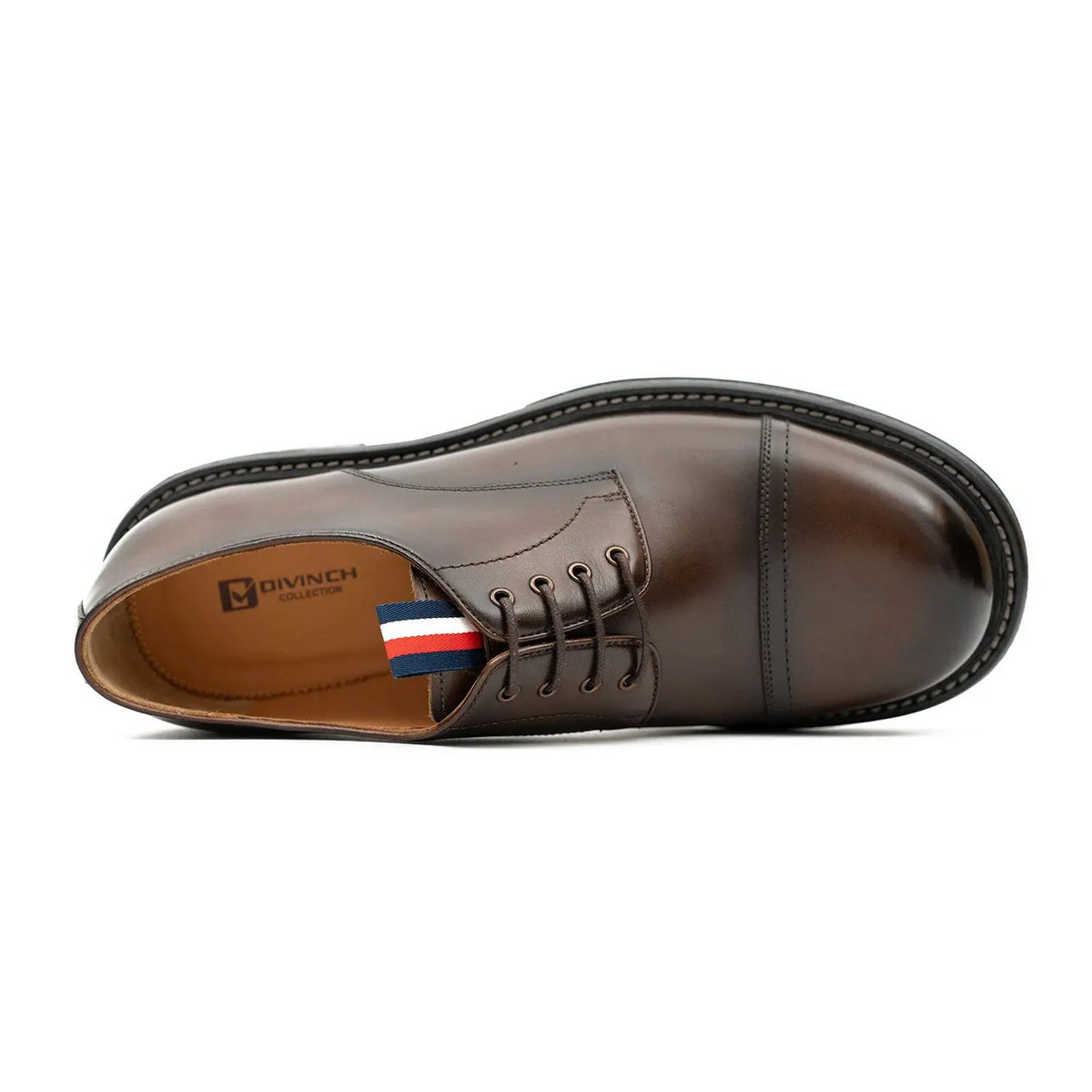 Dark Brown Cap-Toe Derby Shoes with Metal Eyelets