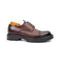 Dark Reddish Brown Cap-Toe Derby Shoes with Pull Tab