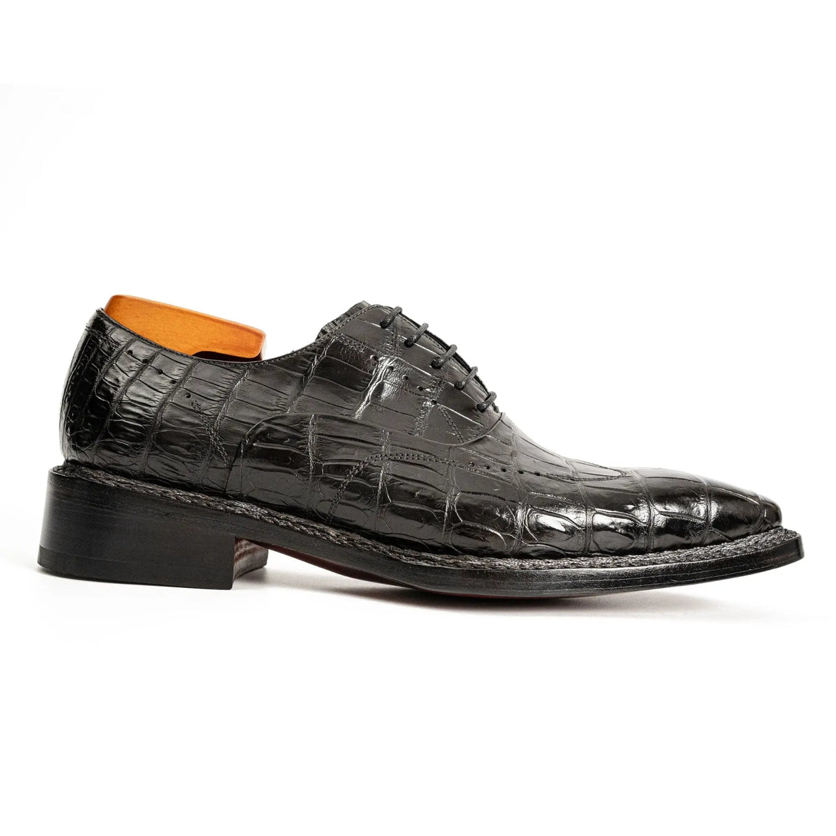 Black Textured Lace-Up Dress Shoe