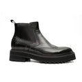 Black Wingtip Chelsea Boot with Lug Sole