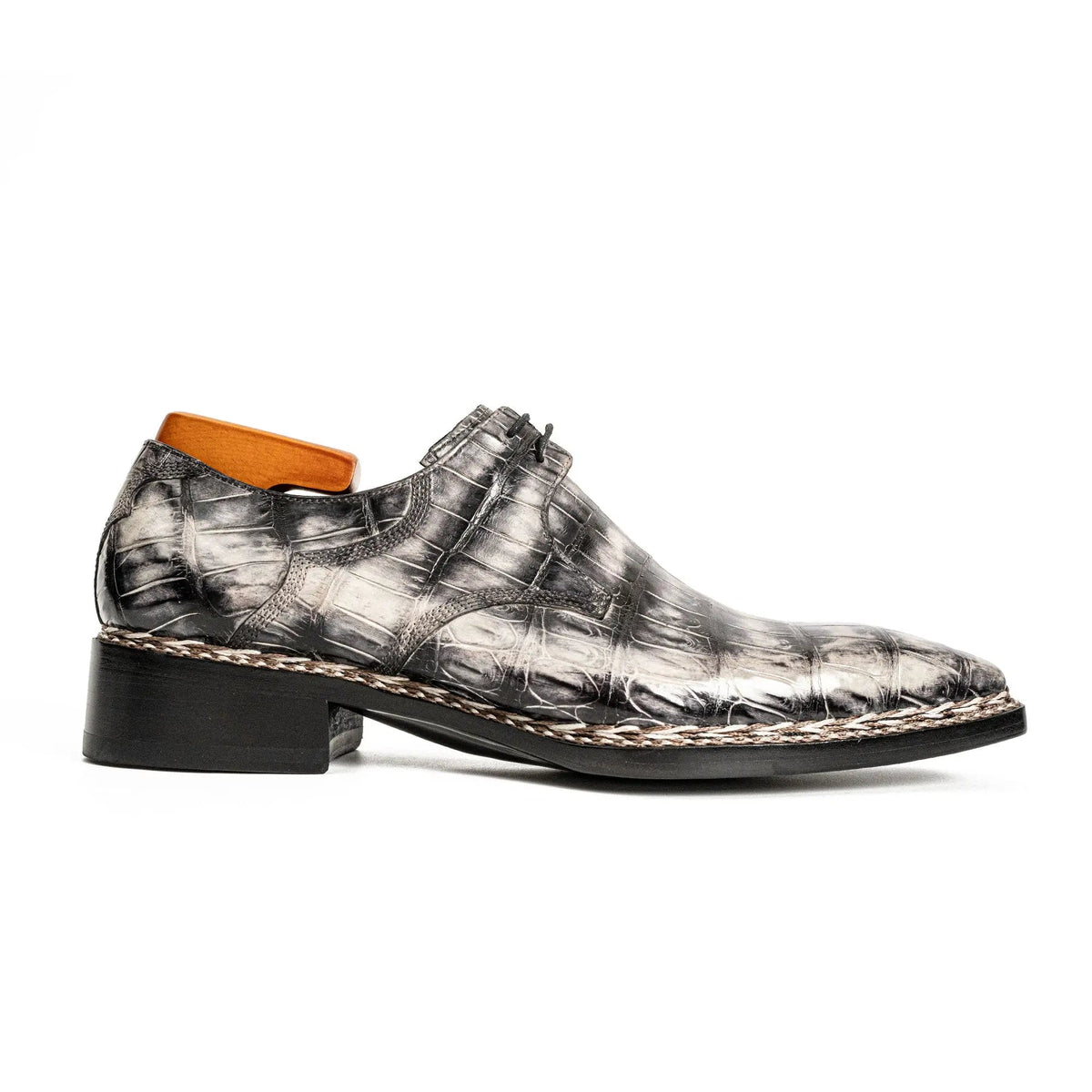 Silver and Black Textured Monk Shoe