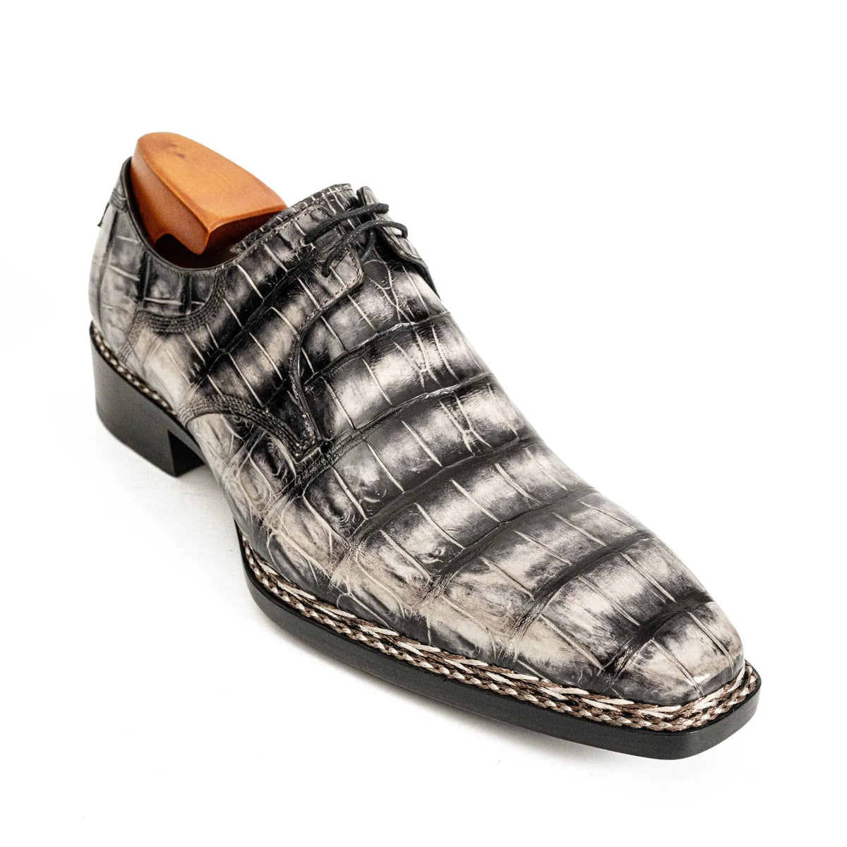Silver and Black Textured Monk Shoe