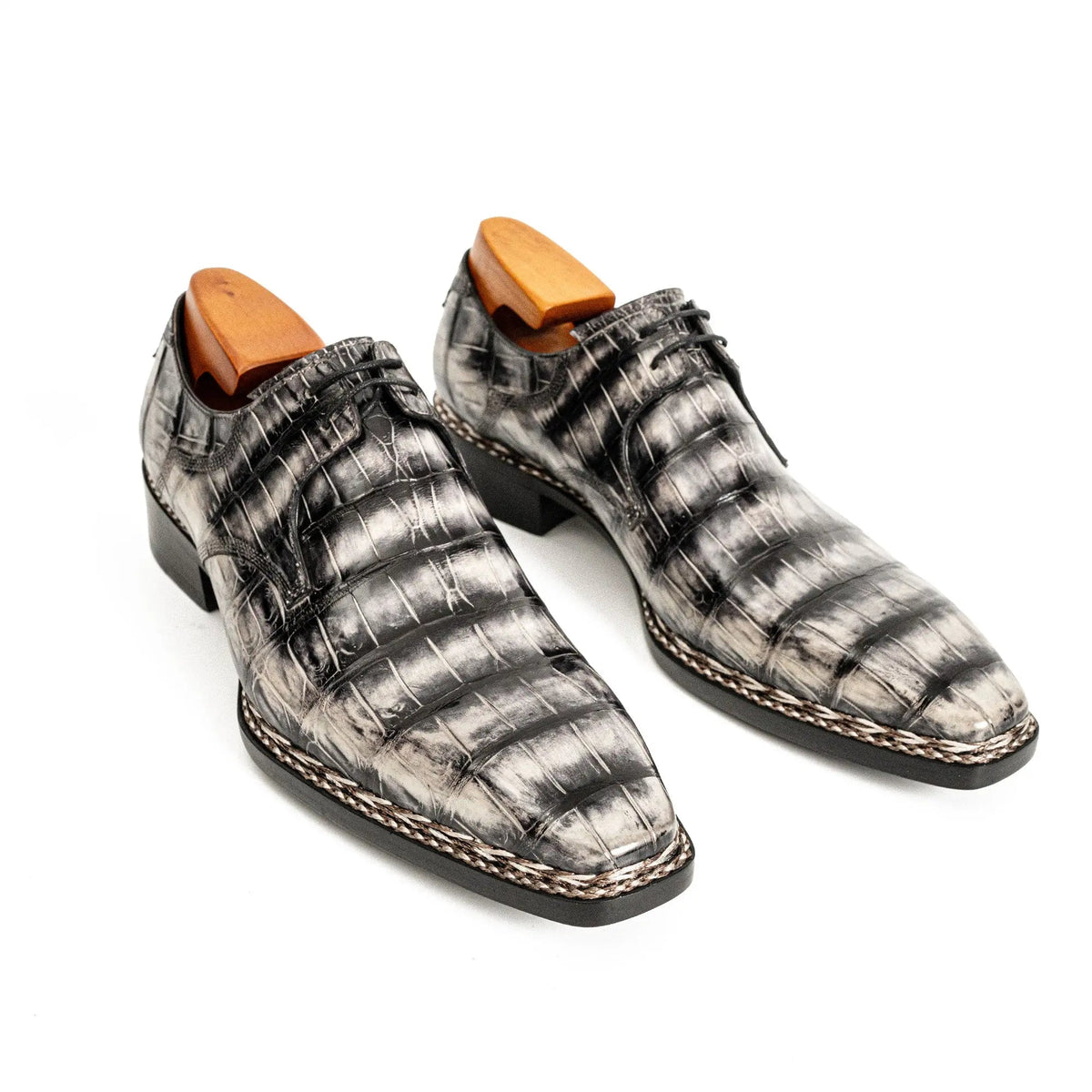 Silver and Black Textured Monk Shoe