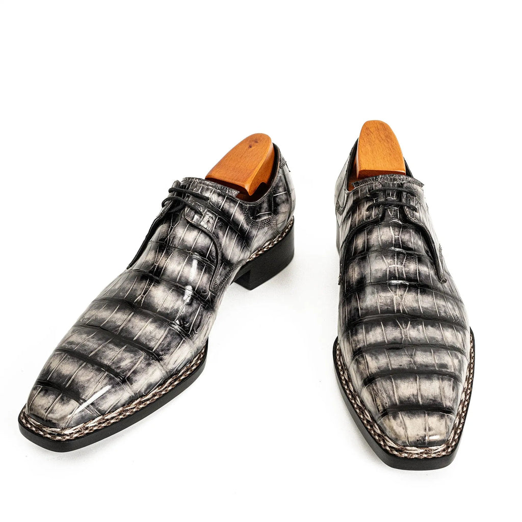 Silver and Black Textured Monk Shoe