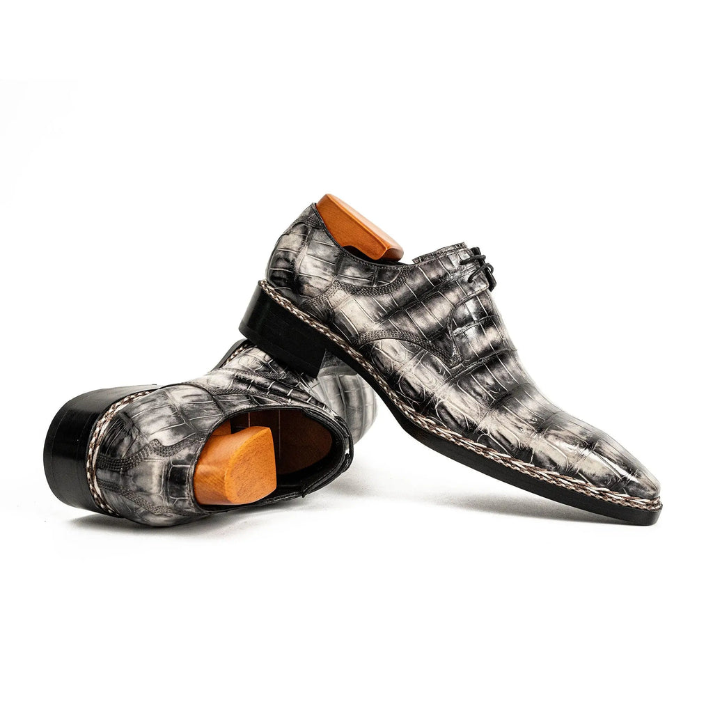 Silver and Black Textured Monk Shoe