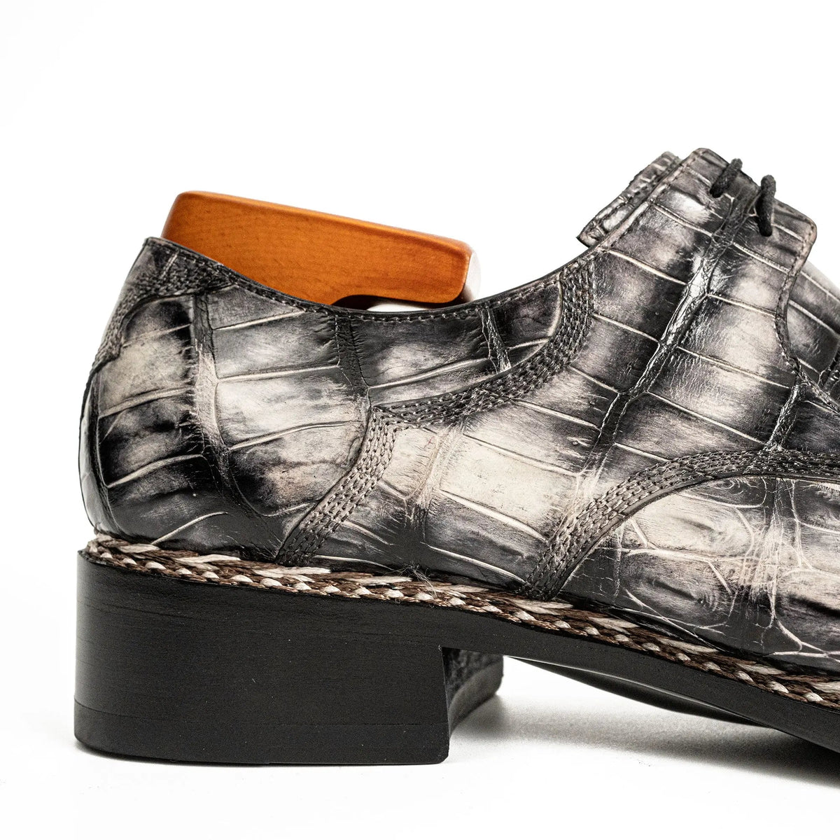 Silver and Black Textured Monk Shoe