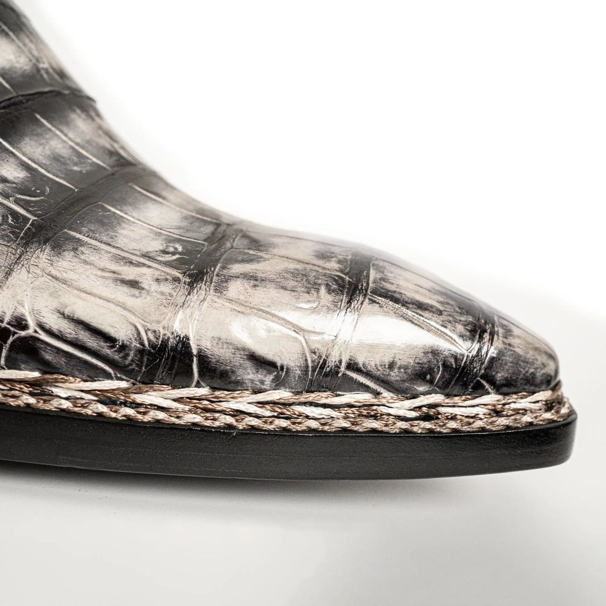 Silver and Black Textured Monk Shoe