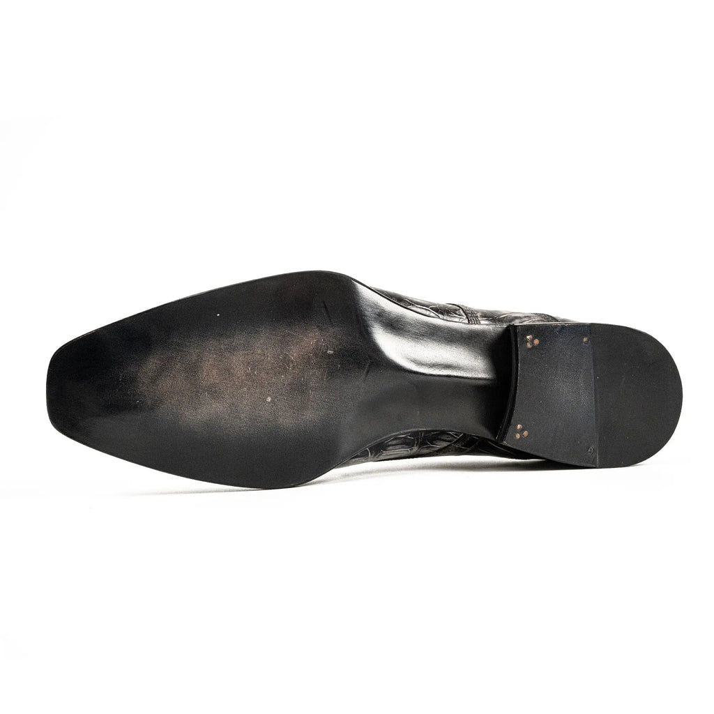 Silver and Black Textured Monk Shoe