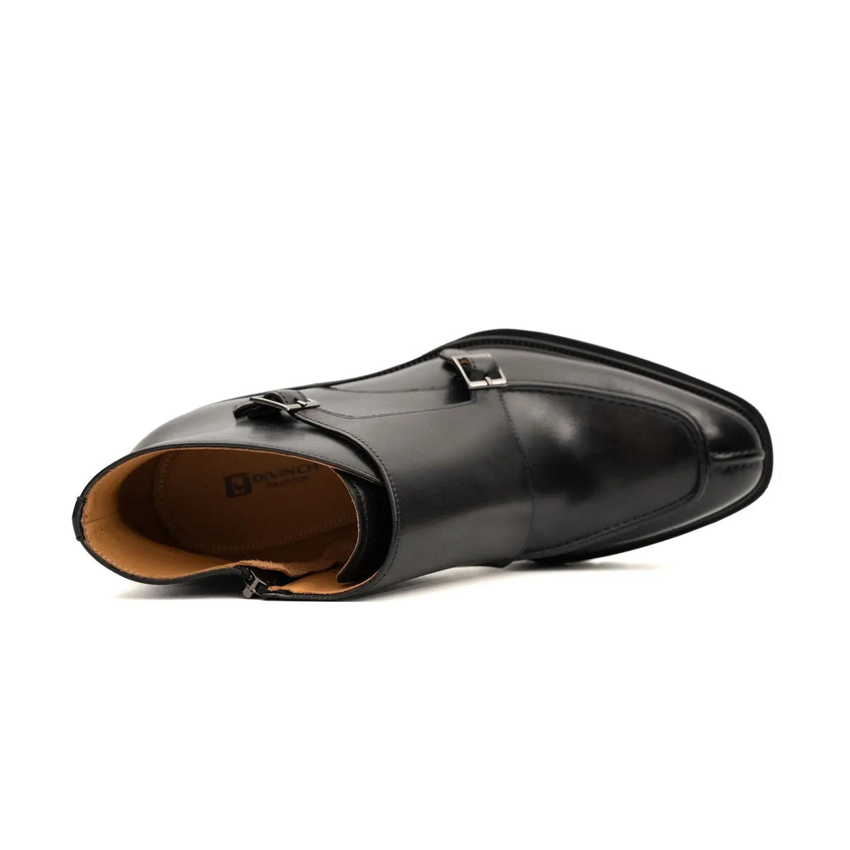 Black Lug Sole Double Buckle Monk Ankle Boot