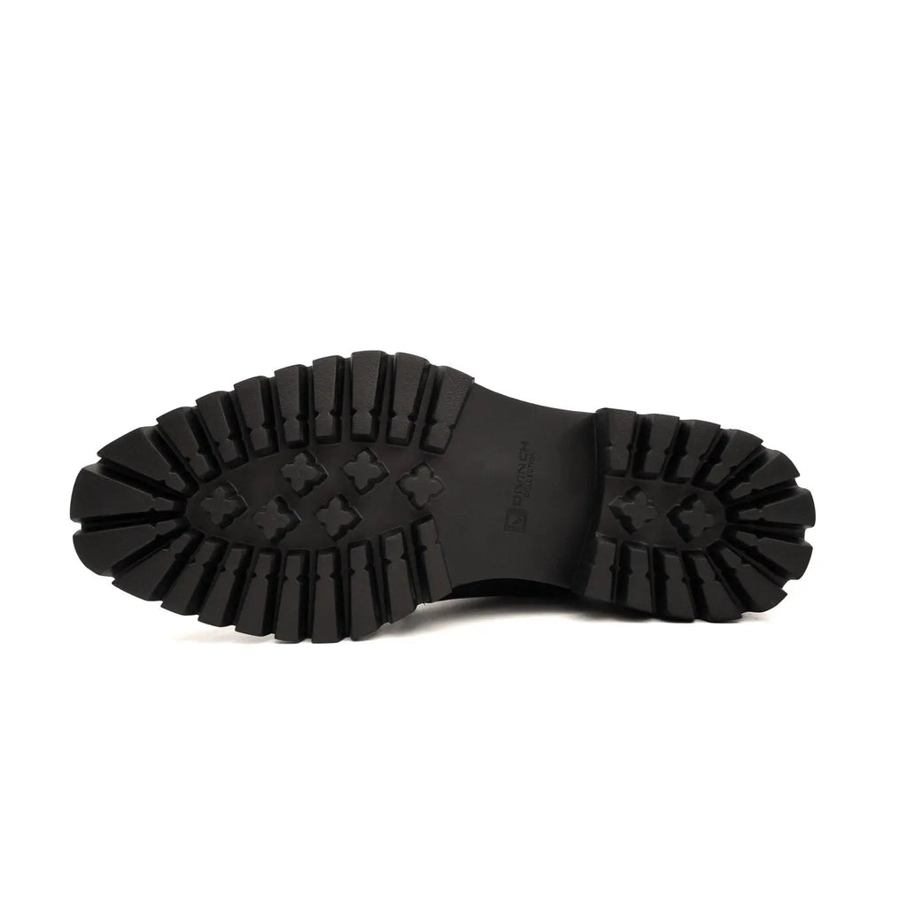 Black Lug Sole Double Buckle Monk Ankle Boot
