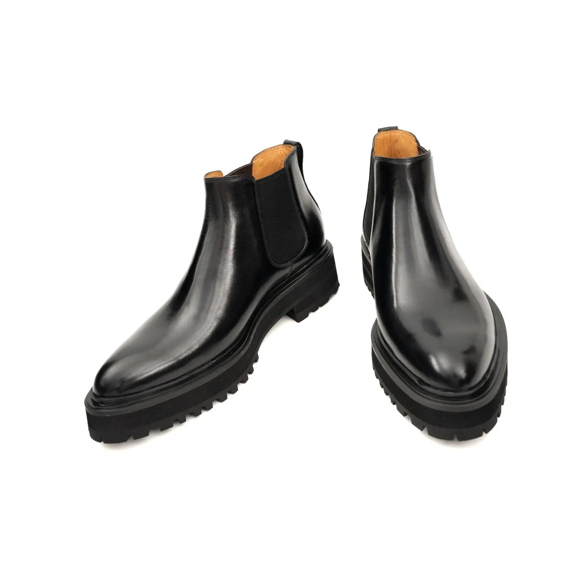 Black Lug Sole Chelsea Ankle Boot with Rear Pull Tab