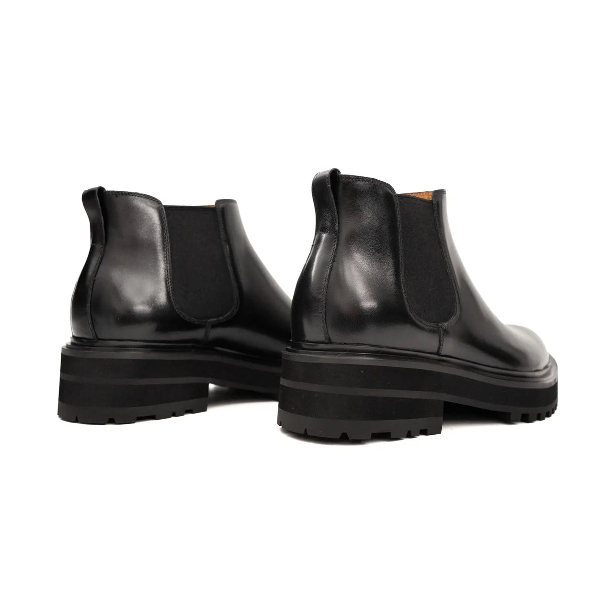 Black Lug Sole Chelsea Ankle Boot with Rear Pull Tab