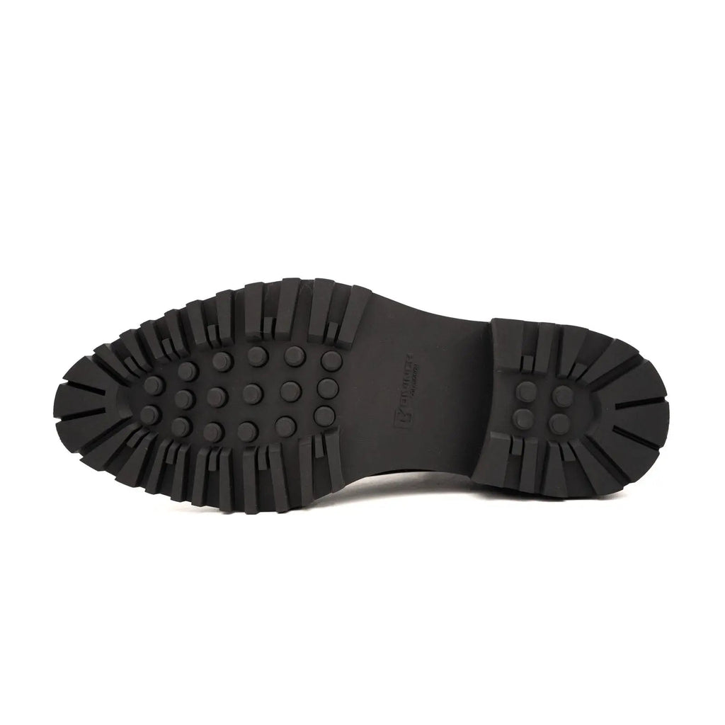 Black Lug Sole Chelsea Ankle Boot with Rear Pull Tab