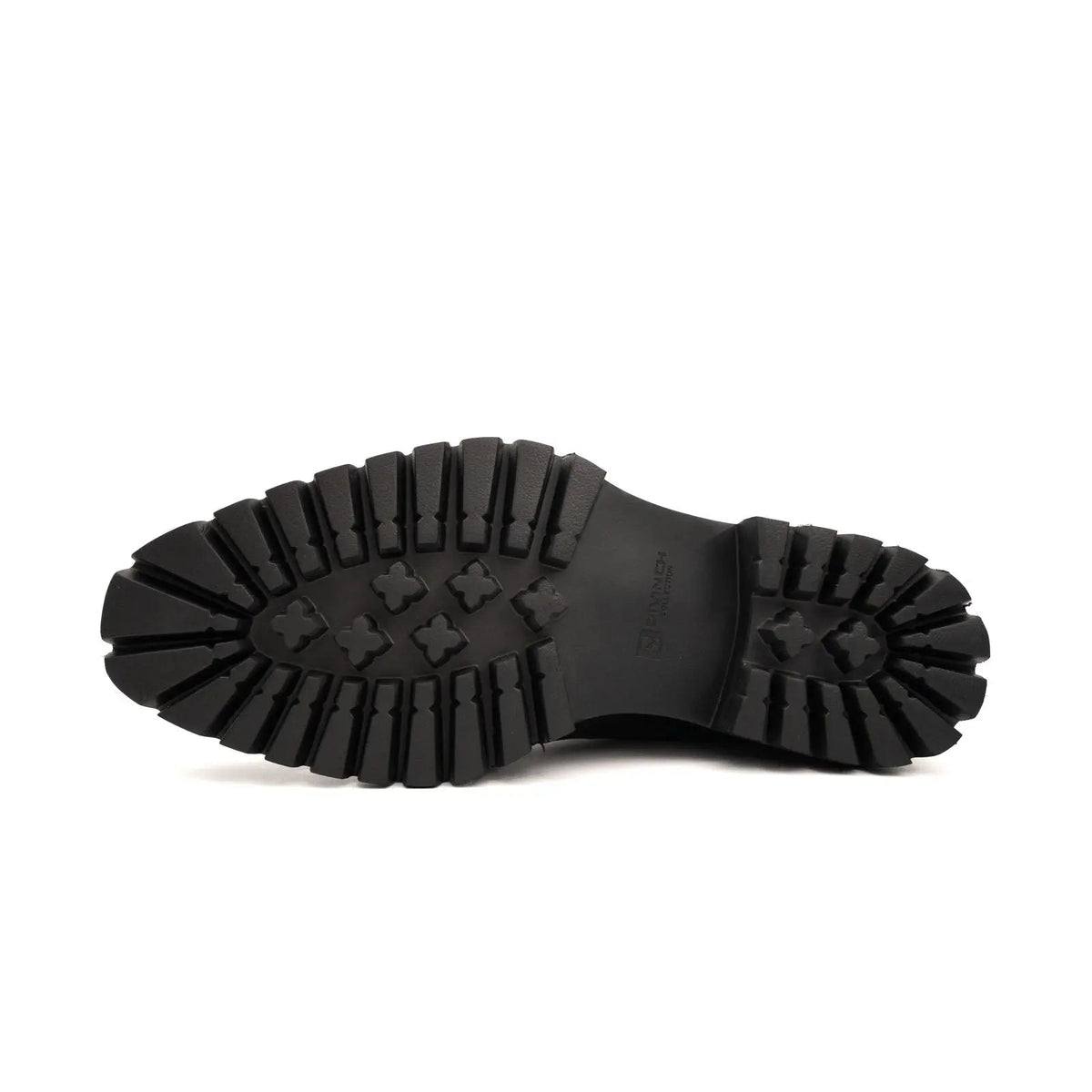 Black Lug Sole Apron-Toe Lace-Up Ankle Boot