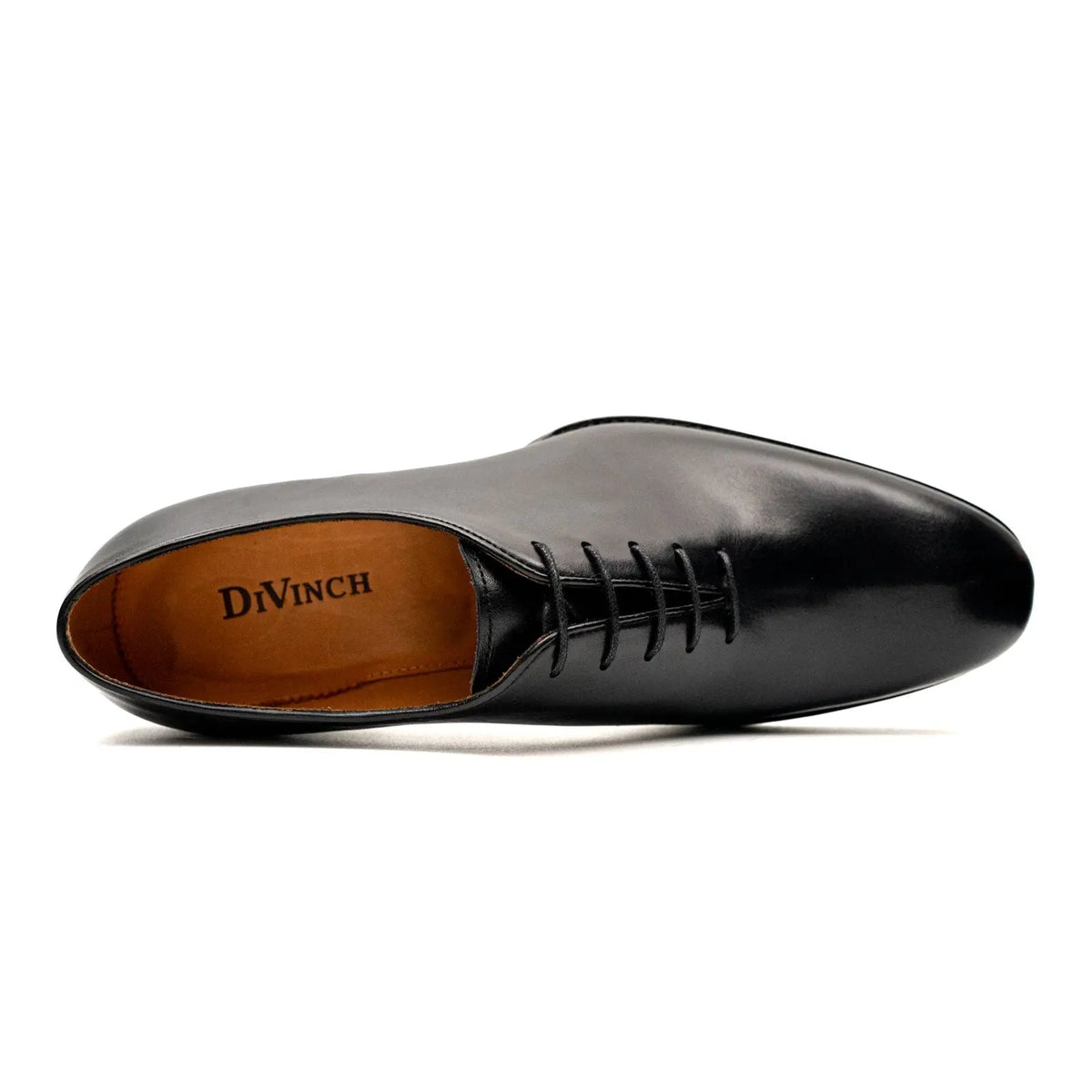 Black Plain-Toe Oxford Shoes with Polished Finish