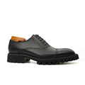 Black Wingtip Calf Leather Oxford Shoes