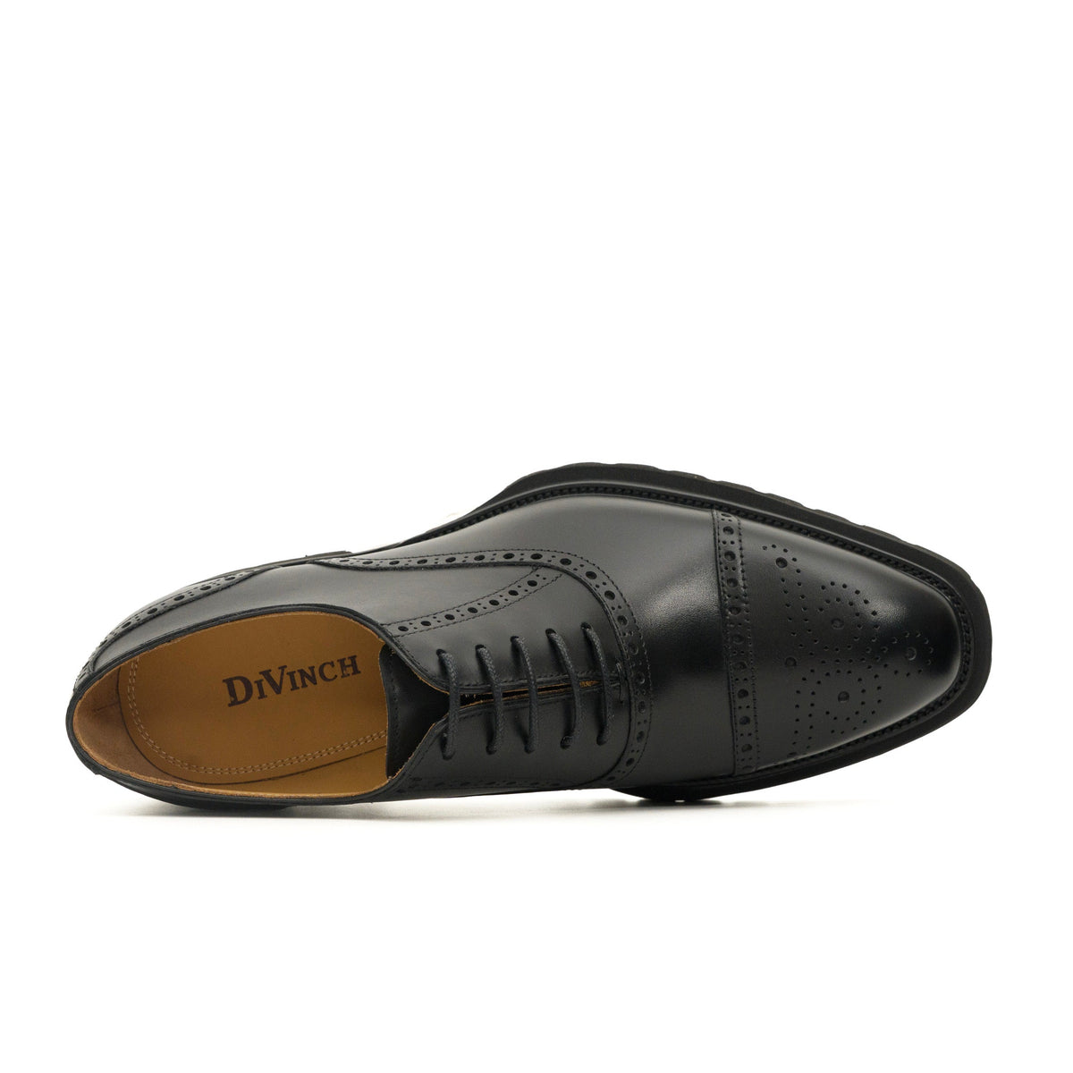 Black Wingtip Calf Leather Oxford Shoes